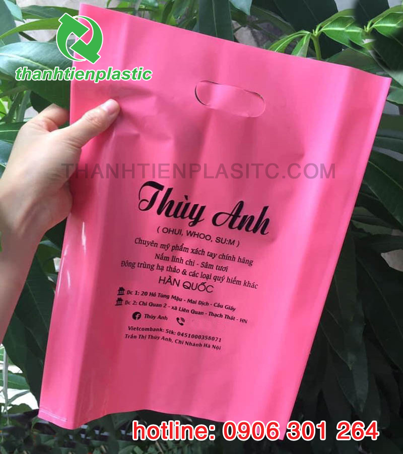 Mẫu túi nhựa HD màu hồng được nhiều shop yêu thích