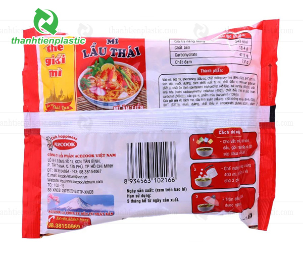 Thông tin in đầy đủ trên bao bì mì ăn liền, mì gói