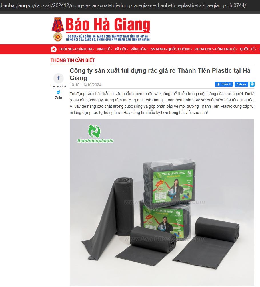 Báo Hà Giang đưa tin dịch vụ Thành Tiến Plastic