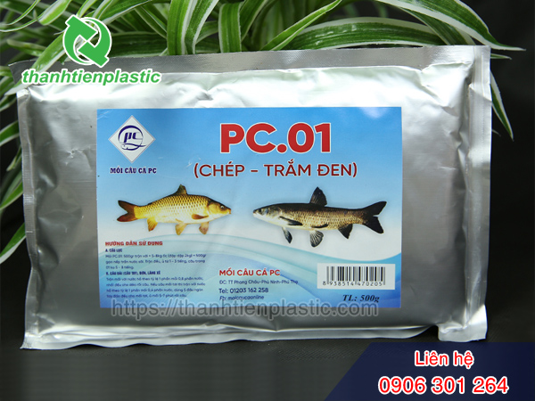 Mẫu bao bì đóng gói mồi câu cá túi nhôm ép 3 biên