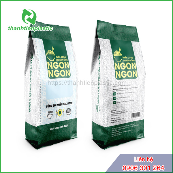 Mẫu bao bì túi 8 biên ghép màng đựng miến