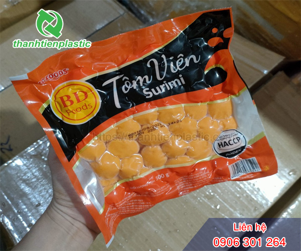 Mẫu bao bì màng ghép đựng tôm viên hút chân không