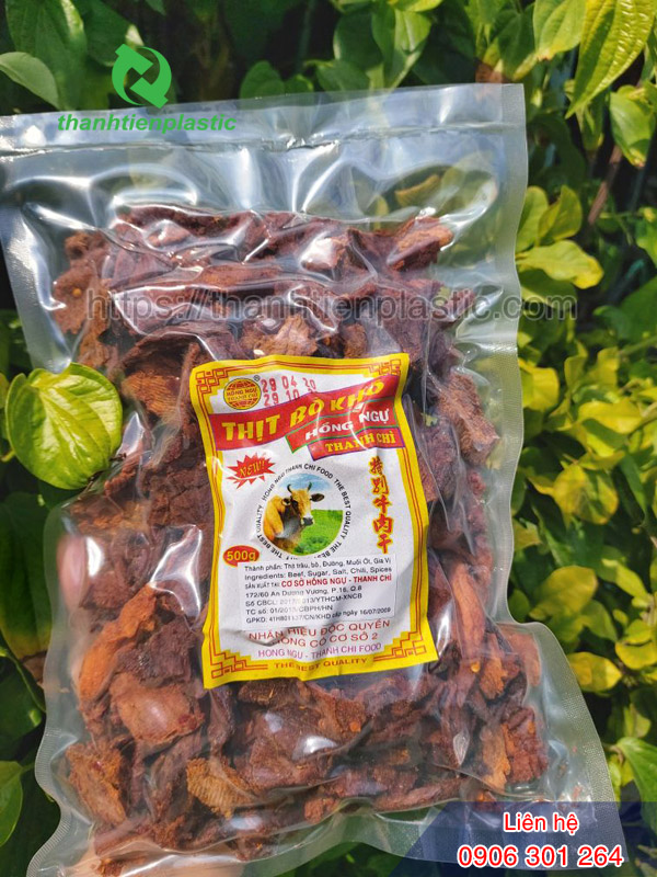 Mẫu túi PA PE hút chân không đựng khô bò