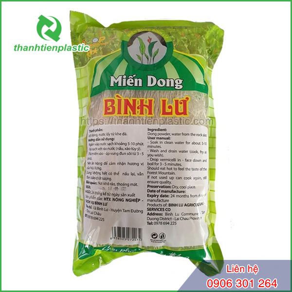 Thông tin trên bao bì đựng miến đầy đủ, chính xác