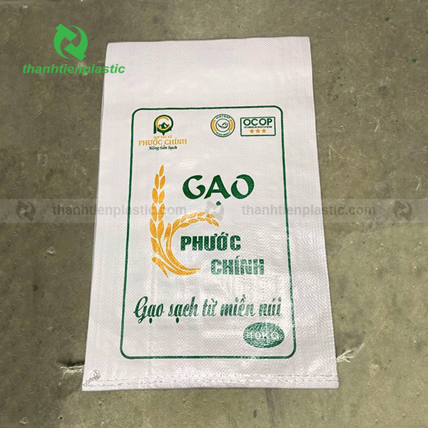 Mẫu bao bì đựng nông sản PP dệt màu trắng in thương hiệu