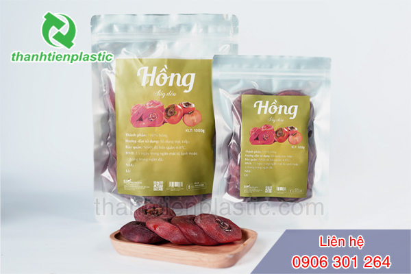 Mẫu túi zip bạc đựng hồng sấy dẻo