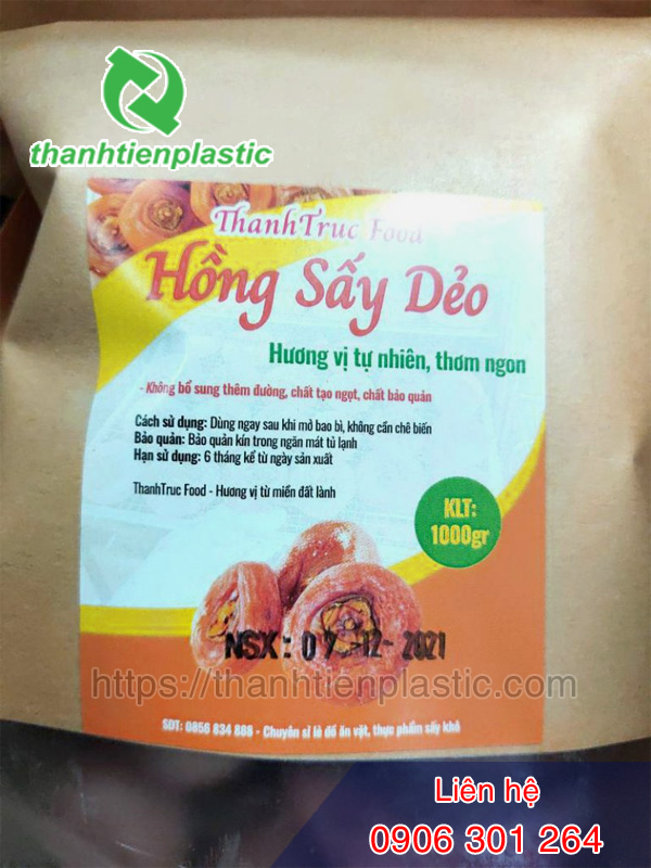 Thông tin trên bao bì đóng gói hồng sấy dẻo