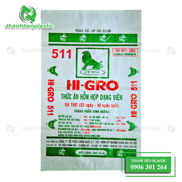 Bao bì PP dệt dán keo đựng thức ăn chăn nuôi