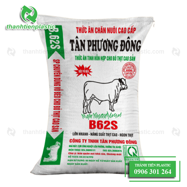 Mẫu bao bì PP dệt 1 lớp đựng thức ăn chăn nuôi