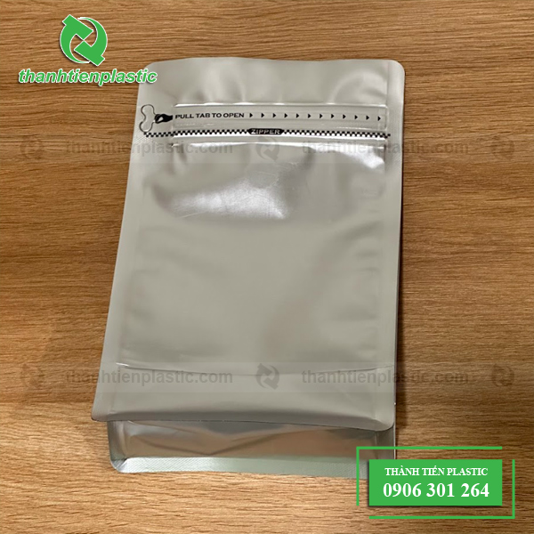 Túi zip bạc 8 cạnh đựng cà phê