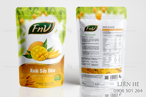 Bao bì đóng gói xoài sấy dẻo đa dạng chất liệu, mẫu mã