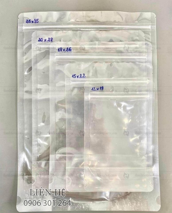 Kích thước size túi zip trong suốt
