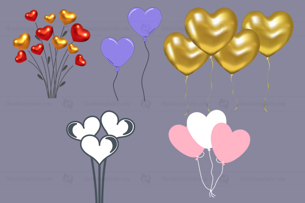 Mẫu chùm bóng bay hình trái tim vector