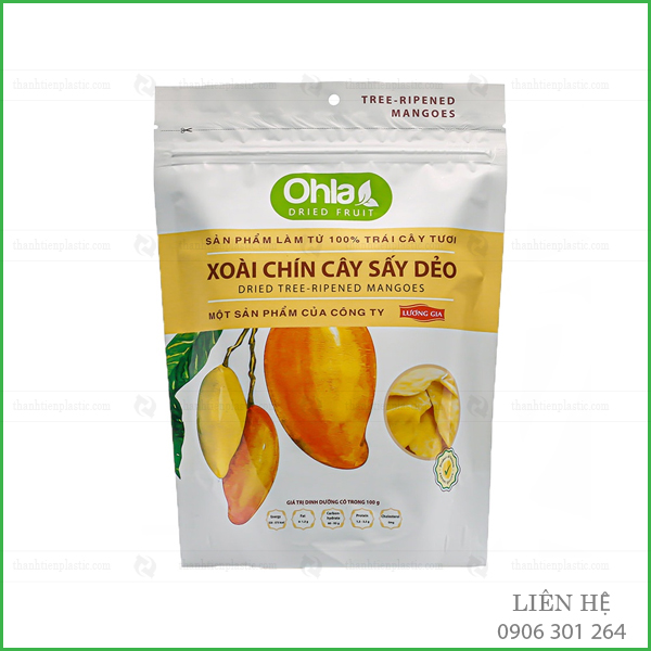 Mẫu túi zip màng ghép đóng gói xoài sấy dẻo