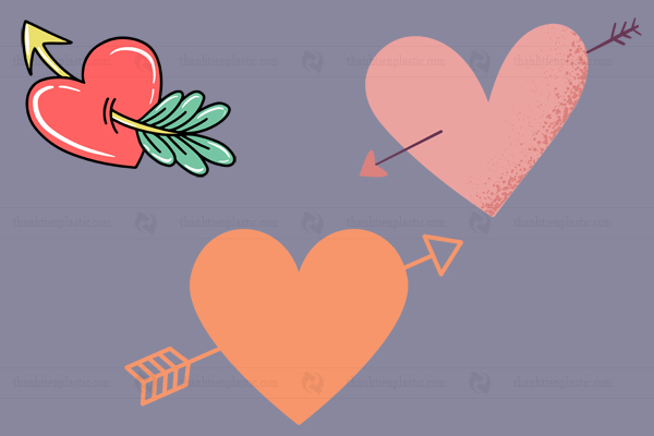 Mẫu vector hình trái tim có mũi tên đâm xuyên