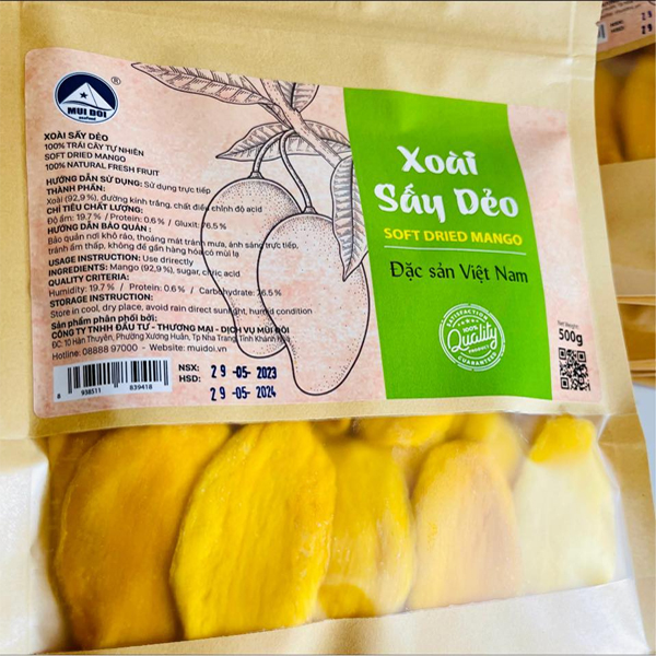 Thông tin in ấn bao bì đựng xoài sấy dẻo