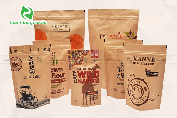 Mẫu túi zip giấy đáy đứng chứa cafe