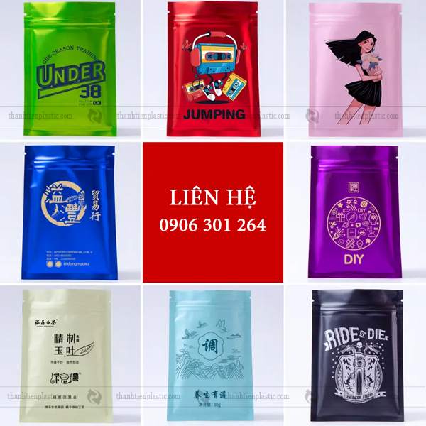 Túi zip màu đáy đứng đựng cafe
