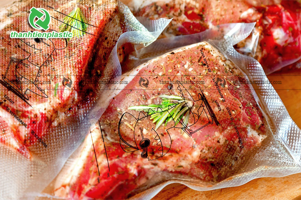 Túi hút chân không 2 mặt nhám đựng thực phẩm khối lượng lớn