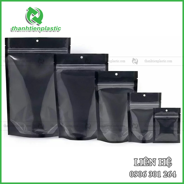 Túi zipper màu đen 1 mặt trong, đa dạng kích thước