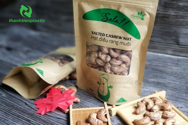 Mẫu bao bì giấy kraft đóng gói hạt điều