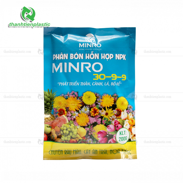 Mẫu bao bì phân bón NPK 200gr in ấn đẹp