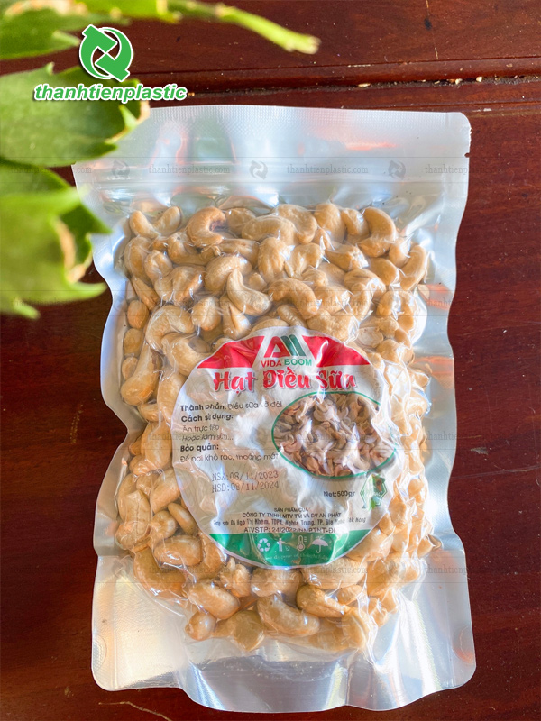 Túi zip bạc 1 mặt trong đựng hạt điều