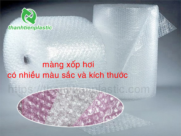 Màng xốp hơi gói hàng có nhiều kích thước và màu sắc