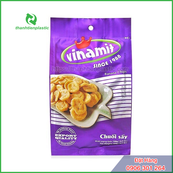 Bao bì đựng chuối sấy sản xuất từ màng ghép phức hợp