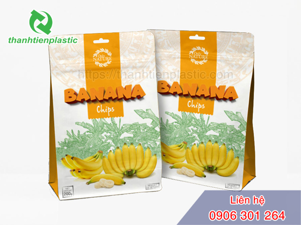 Mẫu bao bì túi giấy đựng chuối sấy khô