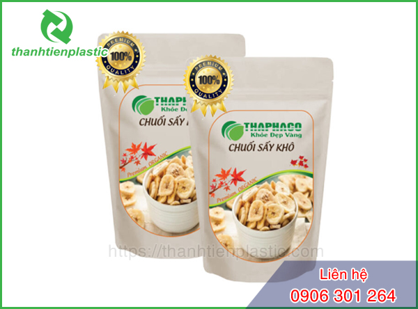 Mẫu túi giấy đựng chuối sấy khô thiết kế in ấn đẹp